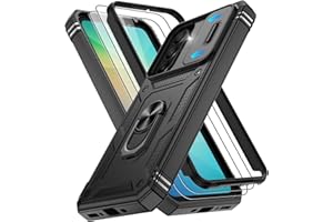 Gritup for Samsung Galaxy A26 5G Case with 2PCS Screen Protector, Galaxy A26 Case Build in 360° Rotating Ring Kickstand, Military Grade Protective Case for Samsung A26 Phone, Black
