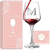 Monogrammed Wine Glass Gifts for Women, Personalized A-Z Wine Glass, Custom Gifts for Women, Unique Birthday Valentines Day Mothers Day Gift for Her, Mom, Wife, Friends
