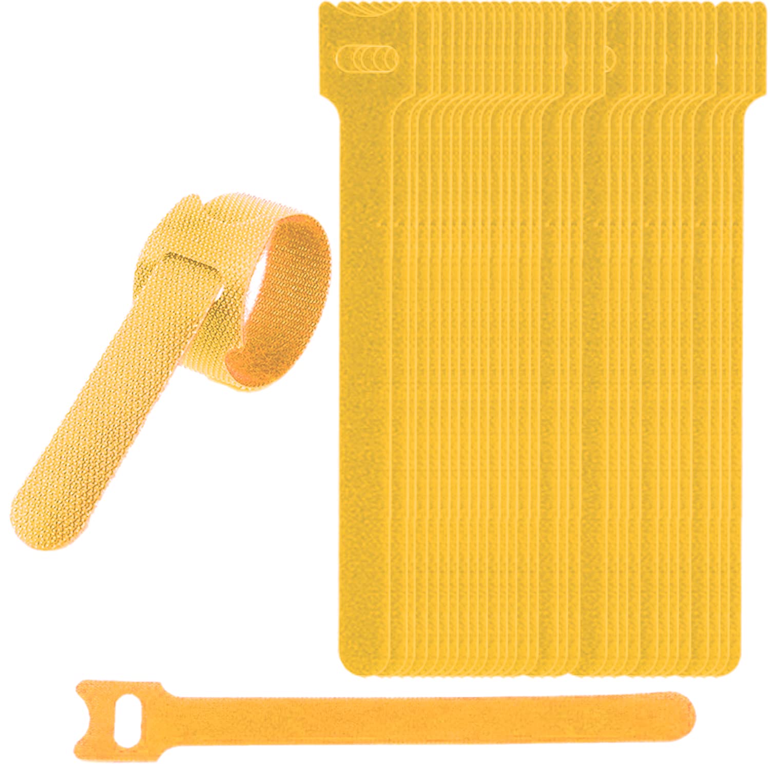 30PCS Adjustable Reusable Cable Ties Straps 12mmx150mm Hook and Loop Long Cable Straps Ties for Cable Management, Wire Tidy, Cord Organiser (Yellow)
