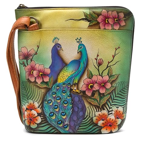 Anuschka handbemalte Ledertasche, Schultertasche für Damen, Geschenk für Frauen, Handgefertigte Tasche mit Fach- Two Sided Zi