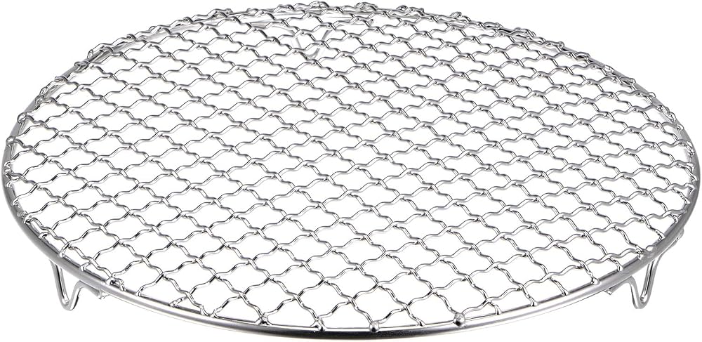 sourcing map Round Cooking Rack 10.2 inch Stainless Steel BBQ Grill Net with