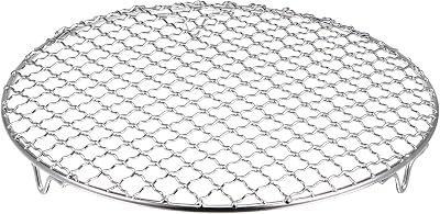 sourcing map Round Cooking Rack 10.2 inch Stainless Steel BBQ Grill Net with