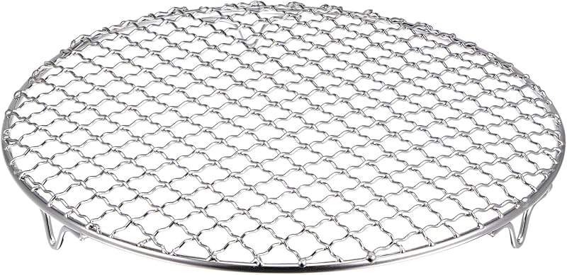 sourcing map Round Cooking Rack 10.2 inch Stainless Steel BBQ Grill Net with
