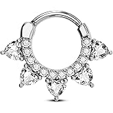 COCHARM 16G Septum Ring Flower Septum Jewelry Rose Gold Daith Earrings for Women Dainty Daith Piercing Jewelry Stainless Steel Hypoallergenic