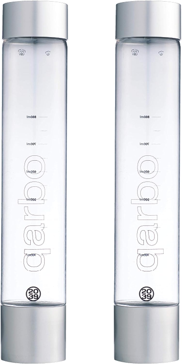 twenty39 1L Water Bottles for qarbo Sparkling Water Maker and Fruit Infuser - Premium Carbonation Machine - Infuses Flavor while Carbonating Beverages Set of 2, (Chrome)