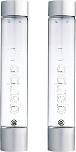 twenty39 1L Water Bottles for qarbo Sparkling Water Maker and Fruit Infuser - Premium Carbonation Machine - Infuses Flavor while Carbonating Beverages Set of 2, (Chrome)
