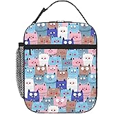 Cute Colorful Cats Insulated Lunch Bag,Kids Lunch Box For Girls Boys Teen,Kid Lunch Box Containers Cooler Bag With Front Pocket For Women Men,Reusable Lunch Tote Bag Lunchbox For School/Work/Picnic