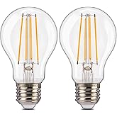 ALAMPEVER 800LM Dusk to Dawn LED Outdoor Light Bulb, 2-Pack A19 LED Bulb 60W Equivalent, E26 Base, 2700K Soft White, 7W Autom