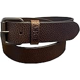 Rocky Mens Linden Brown Heavy Duty Leather Work Belt - Made with Pebble Grain Leather & Roller Belt Buckle - 38mm Width (Suitable for Pant Sizes 32-44)