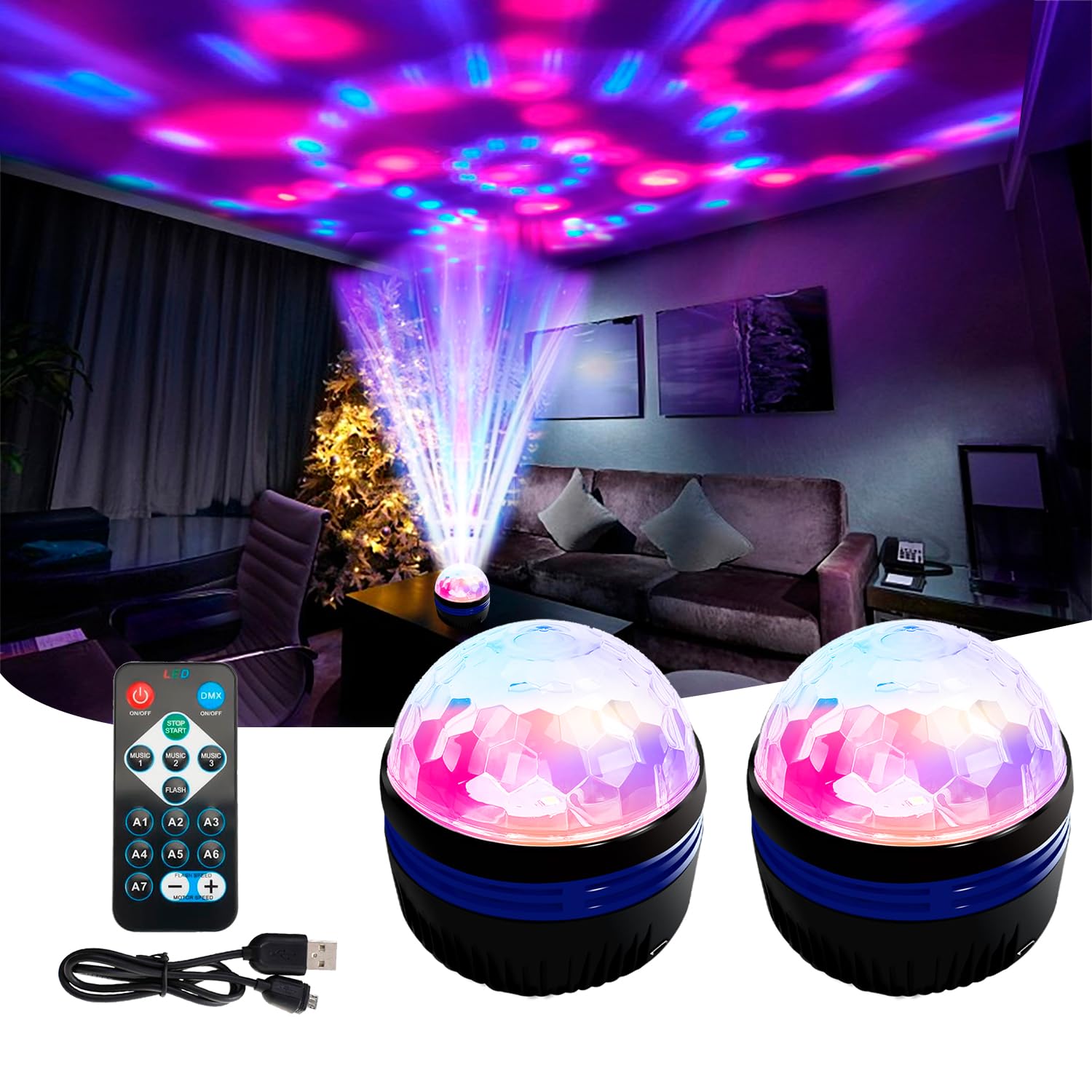 Photo 1 of [2 Pack ] USB 2 in 1 Northern Lights Projector,Aurora Light Projector,14 Lighting Effects for Bedroom, Party, Northern Lights Ocean Waves Projector Lamp, LED Color Changing Lamp for Home Decoration.