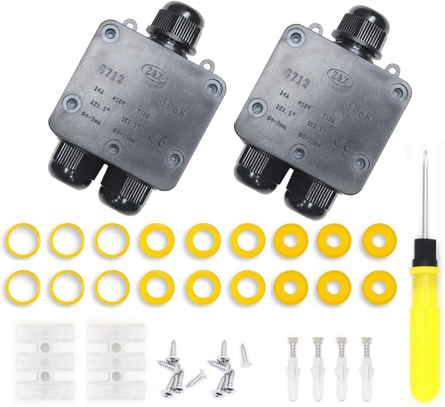 Waterproof Junction Box IP68 Waterproof Electrical Junction Boxes Outdoor 3 Way Ø 4mm 14mm