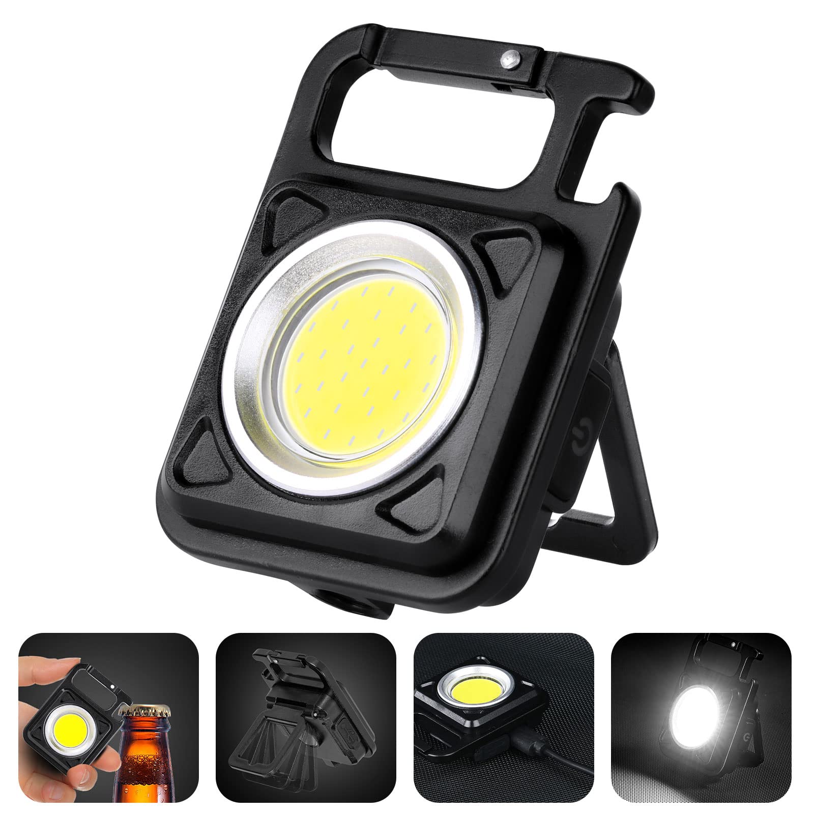 Flintronic LED Camping Lantern, Rechargeable 800 Lumens Small COB Keychain Mini Torch, Portable Mini Pocket Light, Multi-Functional Work Inspection Light for Cycling Repairing Outdoor — image 1