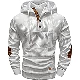 Ryehack Men's Hoodies Pullover Casual Long Sleeve Stand Collar Button Pullover Sweatshirts Color Block Pullover