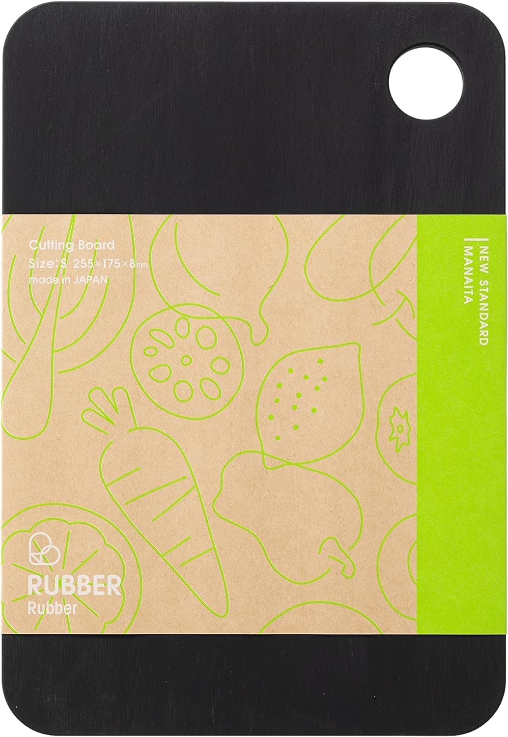 Rubber Rubber NBD002 Cutting Board, Synthetic Rubber, Black, S, Made in Japan 10 x 6.8 x 0.3 inches (255 x 175 x 8 mm) (S)