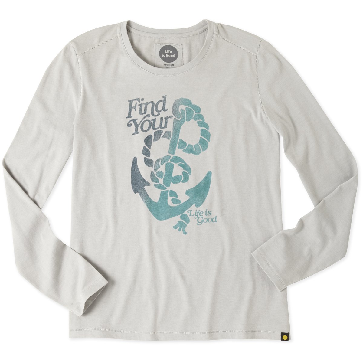 Buy Life is good Women's Long Sleeve Cool Find Your Anchor TShirt (Frosted Gray), XSmall at