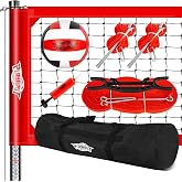 PLAYAPUT Outdoor Professional Volleyball Net System | Aluminum Poles with Scoring System And Anti-Sag Winch, Easy Adjust Heights Portable Volleyball Net For Backyard,Beach, Grass