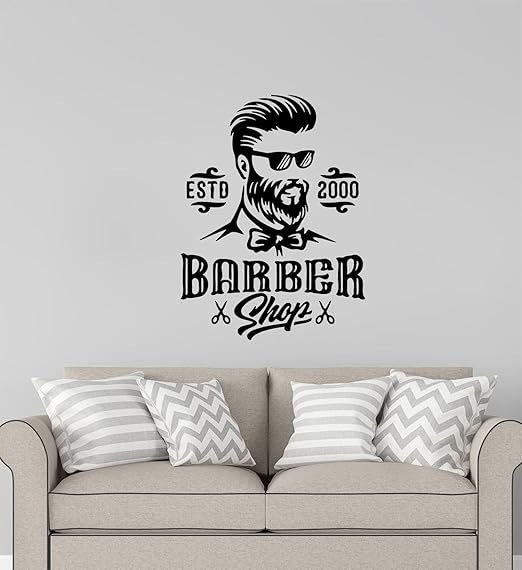 Amazon Com Advanced Store Wall Vinyl Decal Hipster Mustache Beard Barbershop Logo Man Cave Wall Sticker Removable Interior Room Wall Stickers Murals Mk8193 Home Kitchen