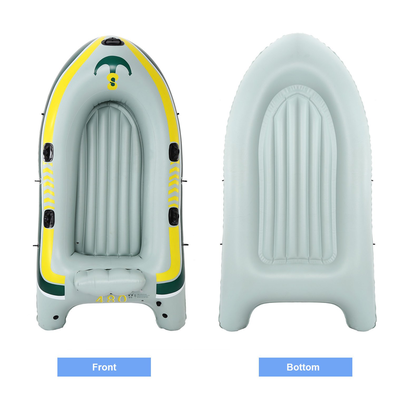 Yuebo Inflatable Boat, Blow Up Boat with Oars, Air Pump and Grab Rope (3-person)