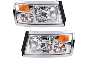 AM AUTOPARTS 2 Piece Headlight Assembly Set Chrome Bezel Driver & Passenger Side Compatible with Dodge Ram Dakota 2008-2011 CH2518128 CH2519128 5112244AC 5112245AC 55112244AF 55112245AF