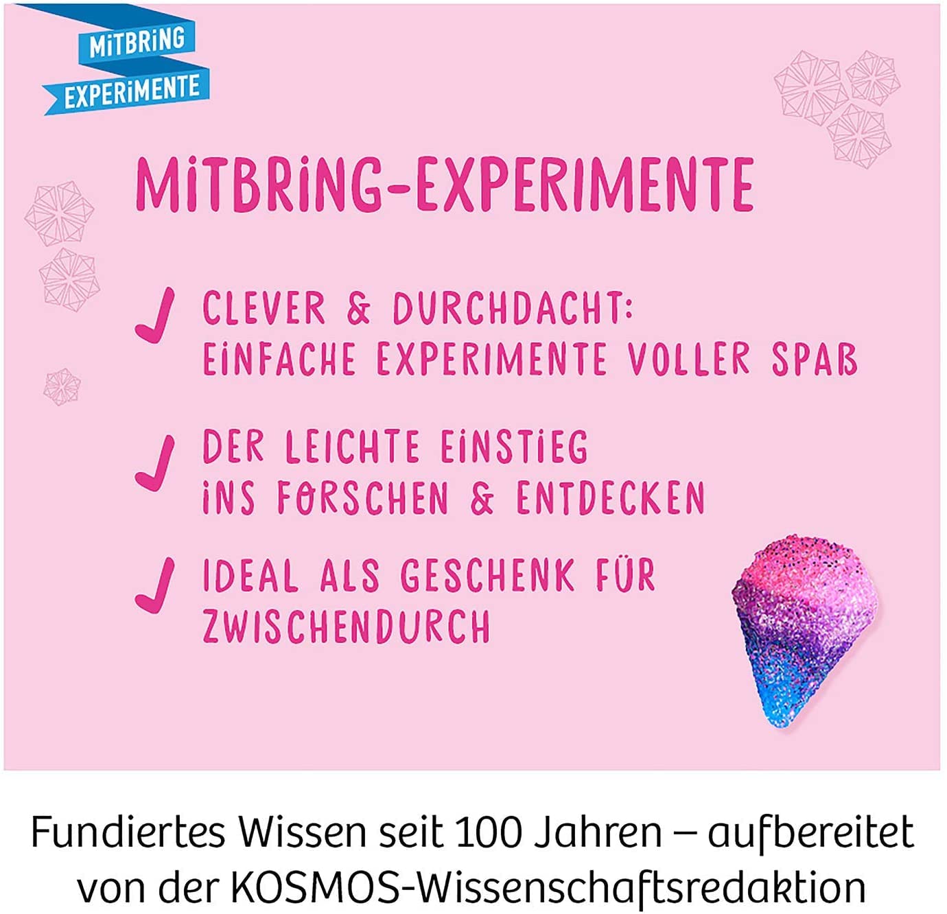 KOSMOS 657758 Glitzer-Diamanten, Funkelnde Schmuck-Anhänger erstellen und gestalten, mit Gießformen, Schmuckbändern, Glitzer, Granulat in 3 Farben, Experimentierset für Kinder von 8-12 Jahren 5