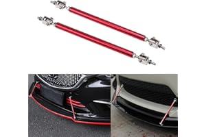 X XOTIC TECH Xotic Tech 2pc Adjustable 10"-13" Front Bumper Lip Splitter Diffuser Strut Rod Tie Bars Compatible with Most Vehicles [Red]