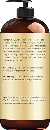 Handcraft Blends Fractionated Coconut Oil 473 ml Pure Carrier Oil view 2