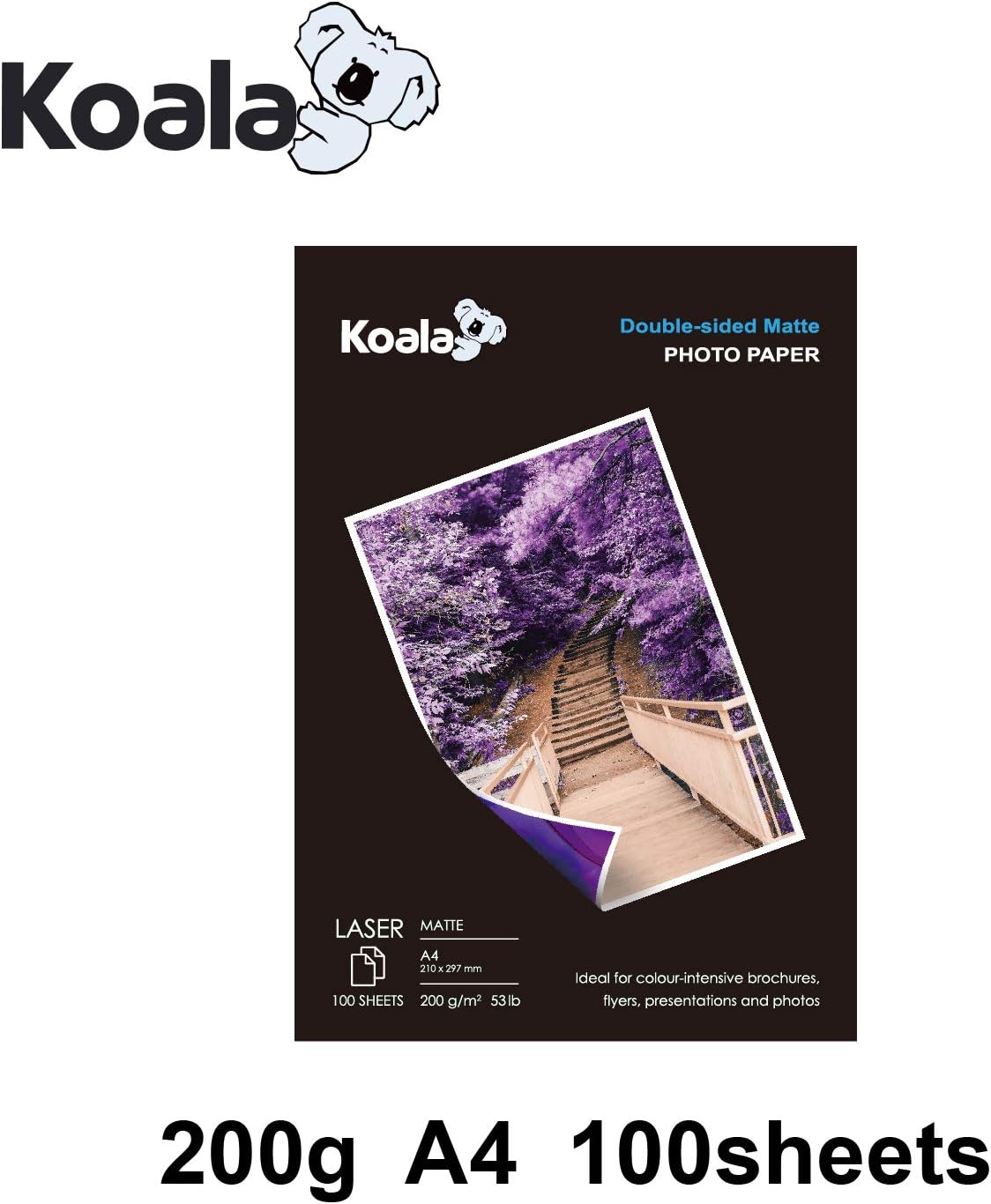KOALA Double Sided Matte Laser Photo Paper A4, 200gsm, 100 Sheets. Suitable for Laser Printer for Printing Photos Brochures - Image 3
