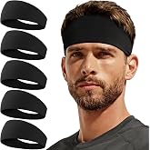 CYPERROCK Sweat Band, 5 Pack Headband Moisture Wicking for Running Sports | Workout Sweatband, Unisex Fit, Non-Slip, Skin-Friendly, Multi-Use, Perfect for Exercise, Lightweight