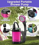 WADEO Portable Camping Shower 6000mAh Battery LED Display Outdoor Kit view 6