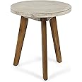 Christopher Knight Home Gino Outdoor Acacia Wood Side Table, Light Gray Finish/Natural Finish