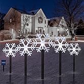 BRIGHTDECK Snowflake Solar Christmas Decorations Outdoor, 5 Pack LED Pathway Lights, Waterproof Snowflake Pathway Lights, Stake Lights for Christmas Garden Decor (5Pcs Cold White)