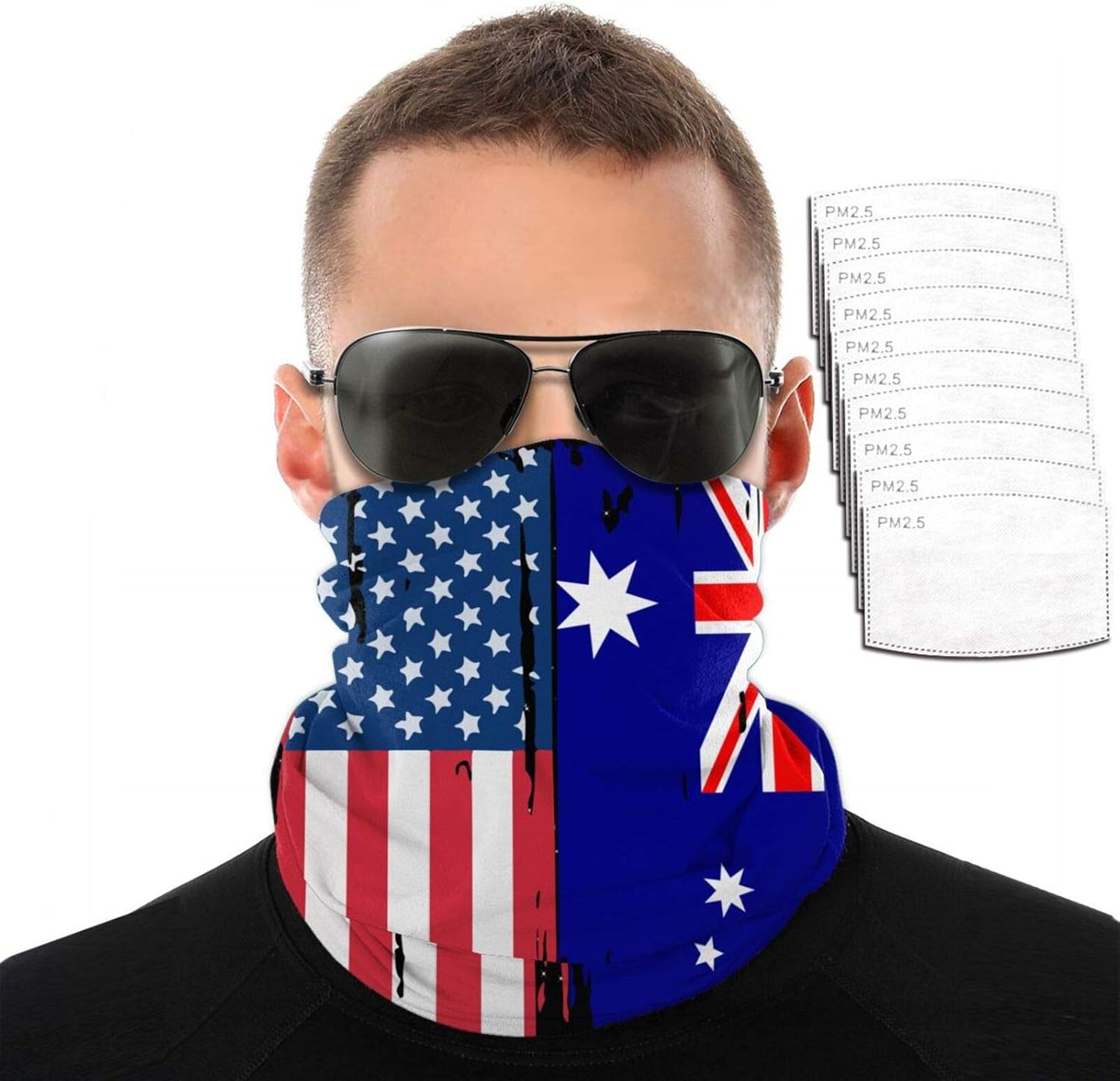 Ramwans American Australian Flag Mission Cooling Neck Gaiter With