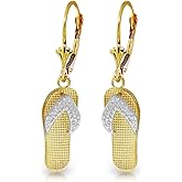 14k Solid Gold Flip Flops Dangle Earrings
