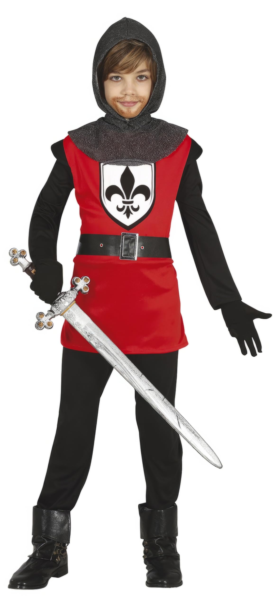 FIESTAS GUIRCA Medieval Knight Fancy Dress Costume for Boys - Red Medieval Warrior Attire for Children 5-6 Years