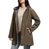 SaphiRose Women's Waterproof Rain Jacket with Fleece Lining Hooded Windbreaker Long Warm Outdoor Softshell Coat