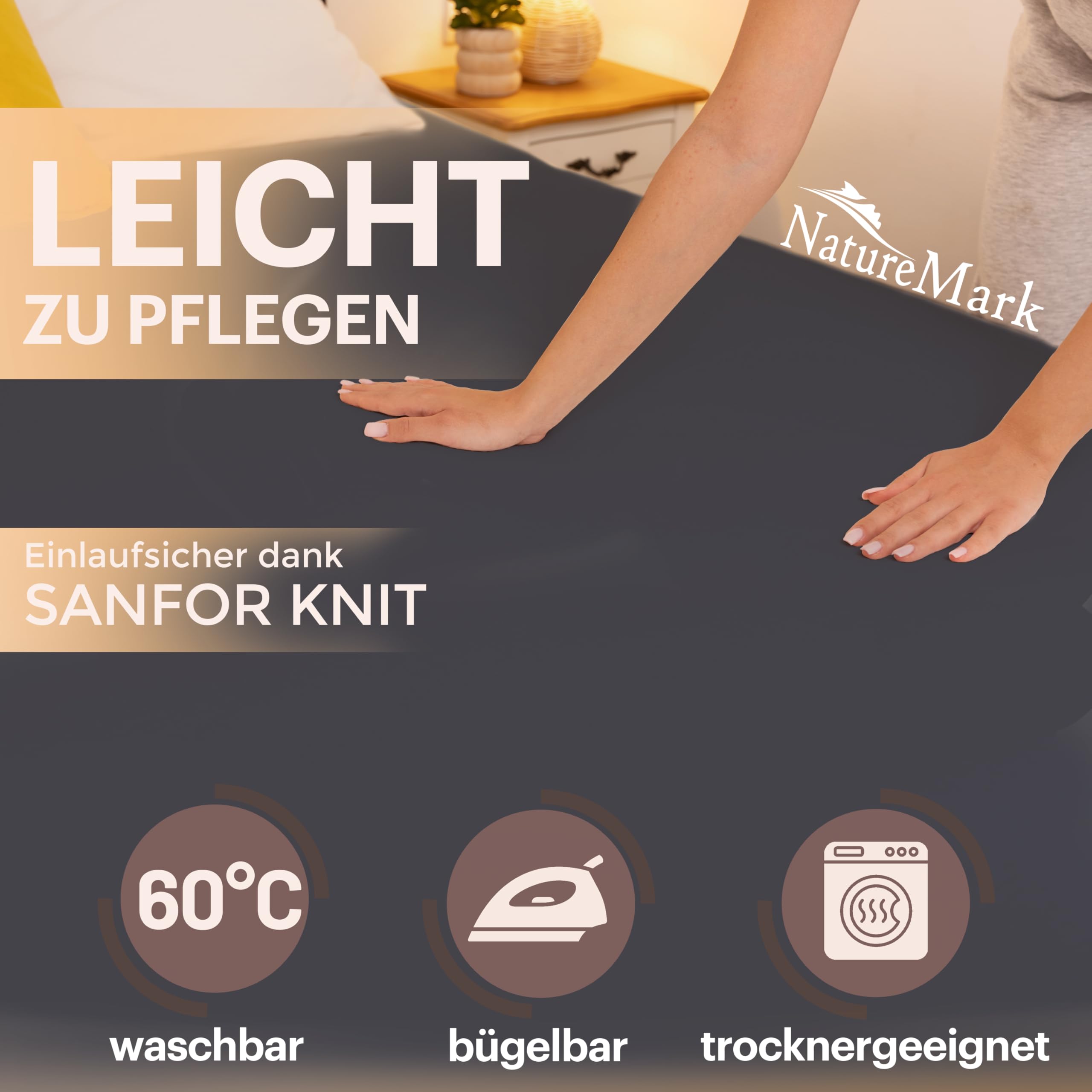 NatureMark Jersey Spannbettlaken, Spannbetttuch 100% Baumwolle in vielen Größen und Farben MARKENQUALITÄT ÖKOTEX Standard 100 | 140 x 200 cm - 160 x 200 cm - schwarz 4