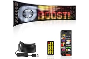 JDVOOTD 14'' x 4'' Scrolling Bright Advertising LED Signs [20 x 64 Upgraded Led Beads] [High Refresh Rate Screen], Flexible LED Matrix Panel 5.0 Bluetooth Control DIY Programmable Led Sign