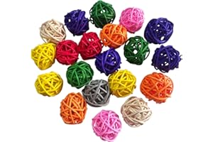 20Pcs Colorful Rattan Balls for Bird,Chewing Toy Balls for Chewing Parrot Small Animals(Random Color)