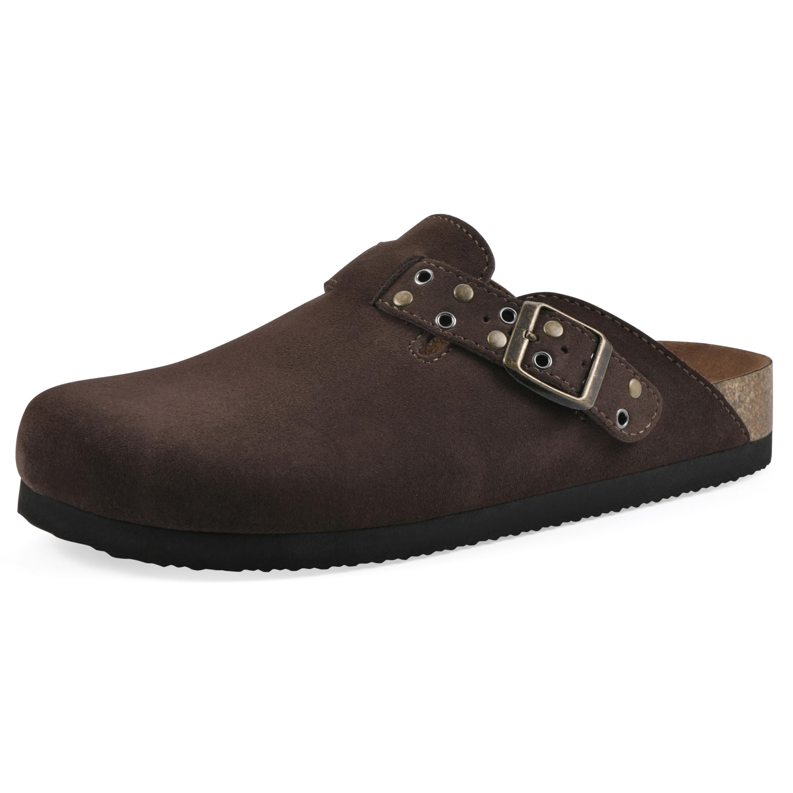 WHITE MOUNTAIN Benben Comfort-Molded Footbed Clog, Coco Brown Suede, 7.5 M