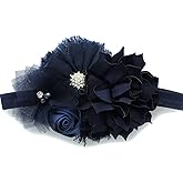 My Lello Baby Headband Shabby Fabric Flower Cluster Stretchy Elastic Navy