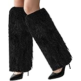 Women Faux Fur Fluffy Leg Warmers Fuzzy Long Boot Covers Furry for Christmas Costume
