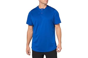 Russell Athletic Men's 2-Button Baseball Jersey-Short Sleeve Moisture-Wicking Dri-Power Performance Shirt