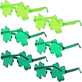 Hamituci St Patricks Day Shamrock Glasses 6 Pairs, Four Leaf Clover Sunglasses Lucky Green Eyewear for Irish Saint Patricks Pary Accessories, St Pattys Leprechaun Costume Eyeglasses Decorations Gifts