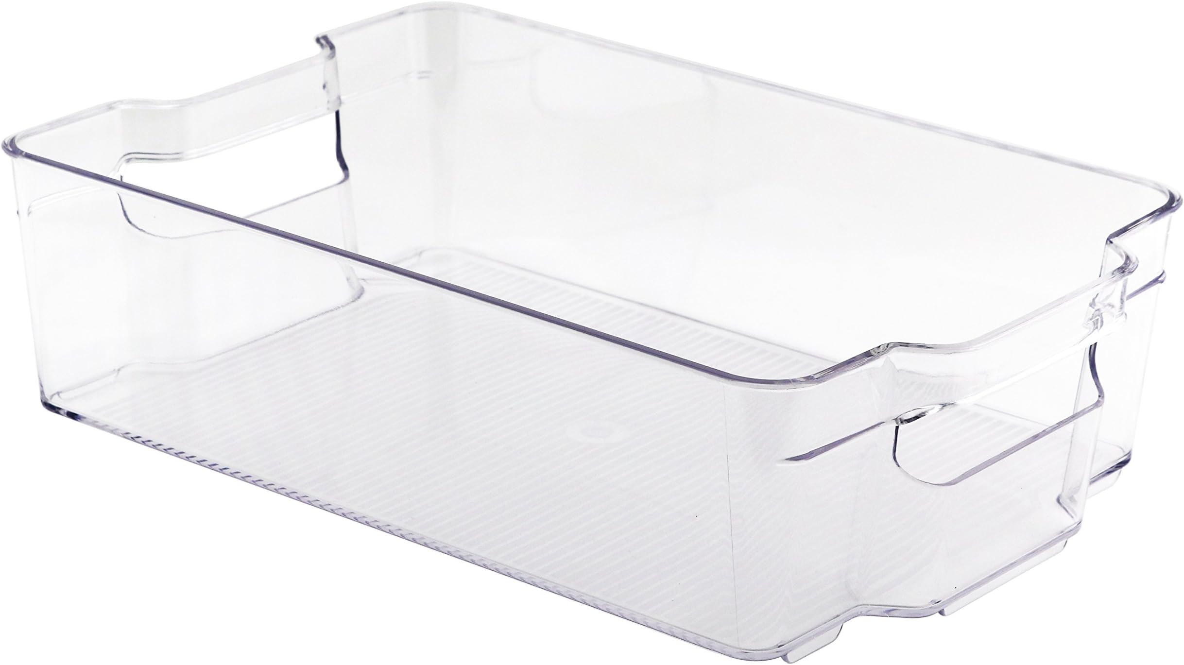 WholeMarket Fridge and Freezer Bin for Kitchen Storage & Organization, 12.3” deep x 8.3” wide x 3.5” tall, Clear