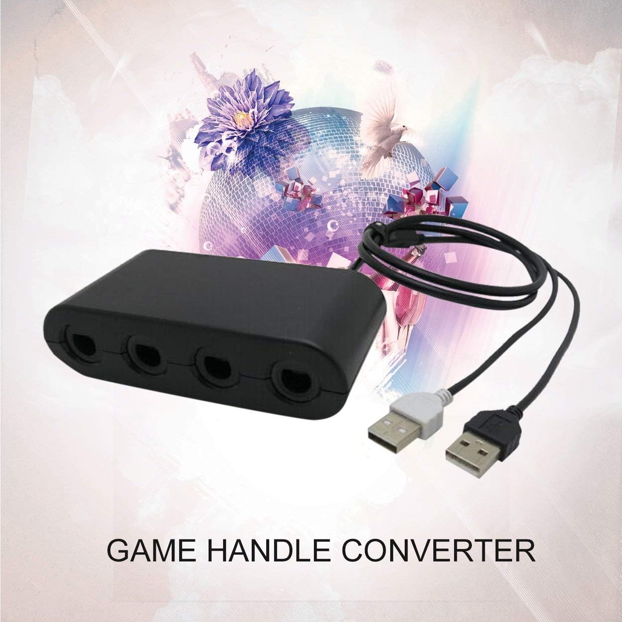 Lorenlli 4 Ports Gamecube USB Controller Adapter for Nintendo Wii U Super Smash Bros PC USB to NGC