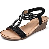 SHIBEVER Wedge Sandals for Women Dressy: Summer Low Wedges Comfortable Open Toe Sandals