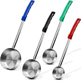 4 Stainless Steel Portion Ladles 2 to 8 oz | Pizza sauce serving spoons for sauces, buffets, parties, portion control ladles, 2, 4, 6, 8 ounce sizes, set of 4