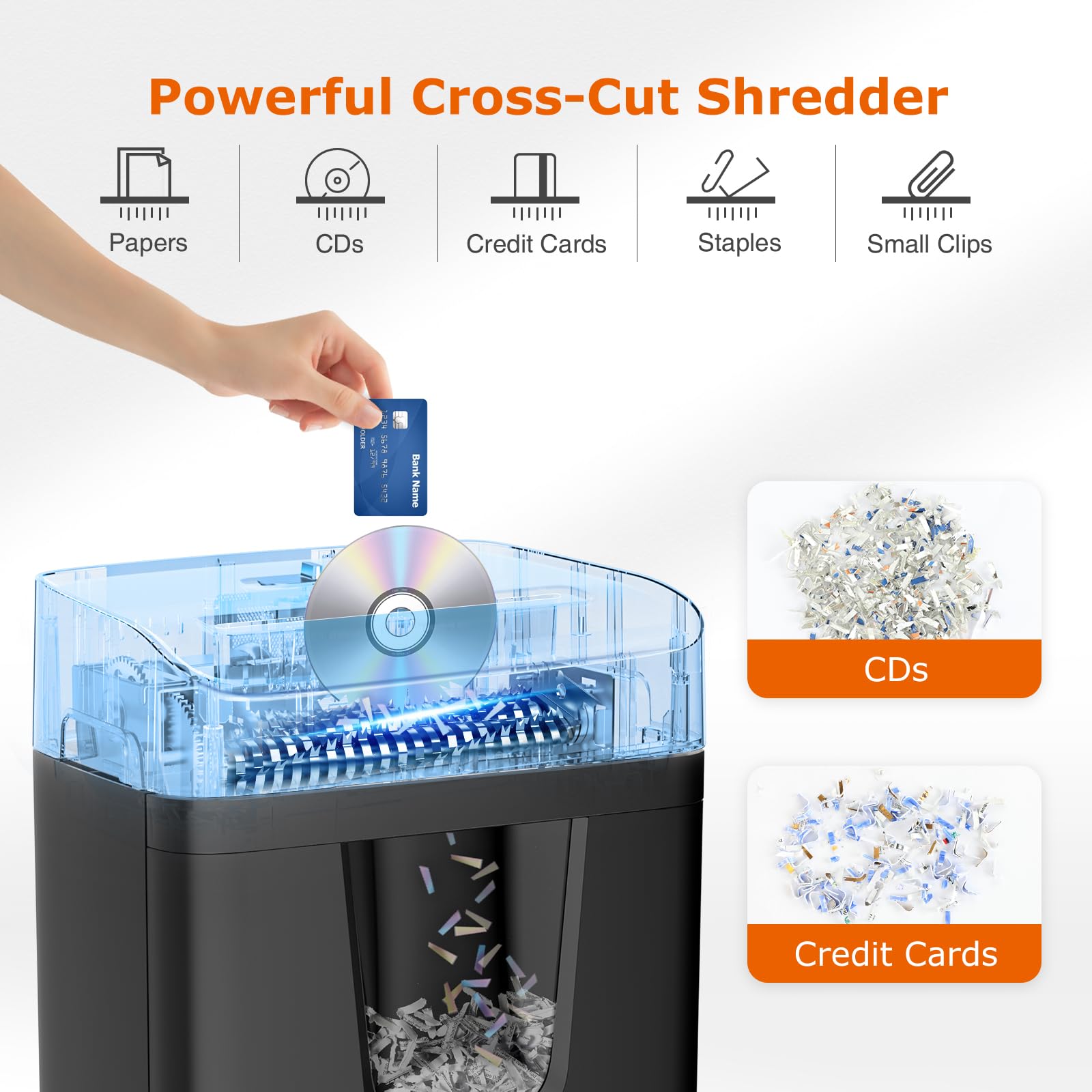 Bonsaii 12 Sheet Paper Shredder for Home Office, Heavy Duty Cross Cut Shredder with 5.5 Gal Pullout Bin, Home Shredder for CDs/Credit Card/Document/Mail, P-4 Security Level