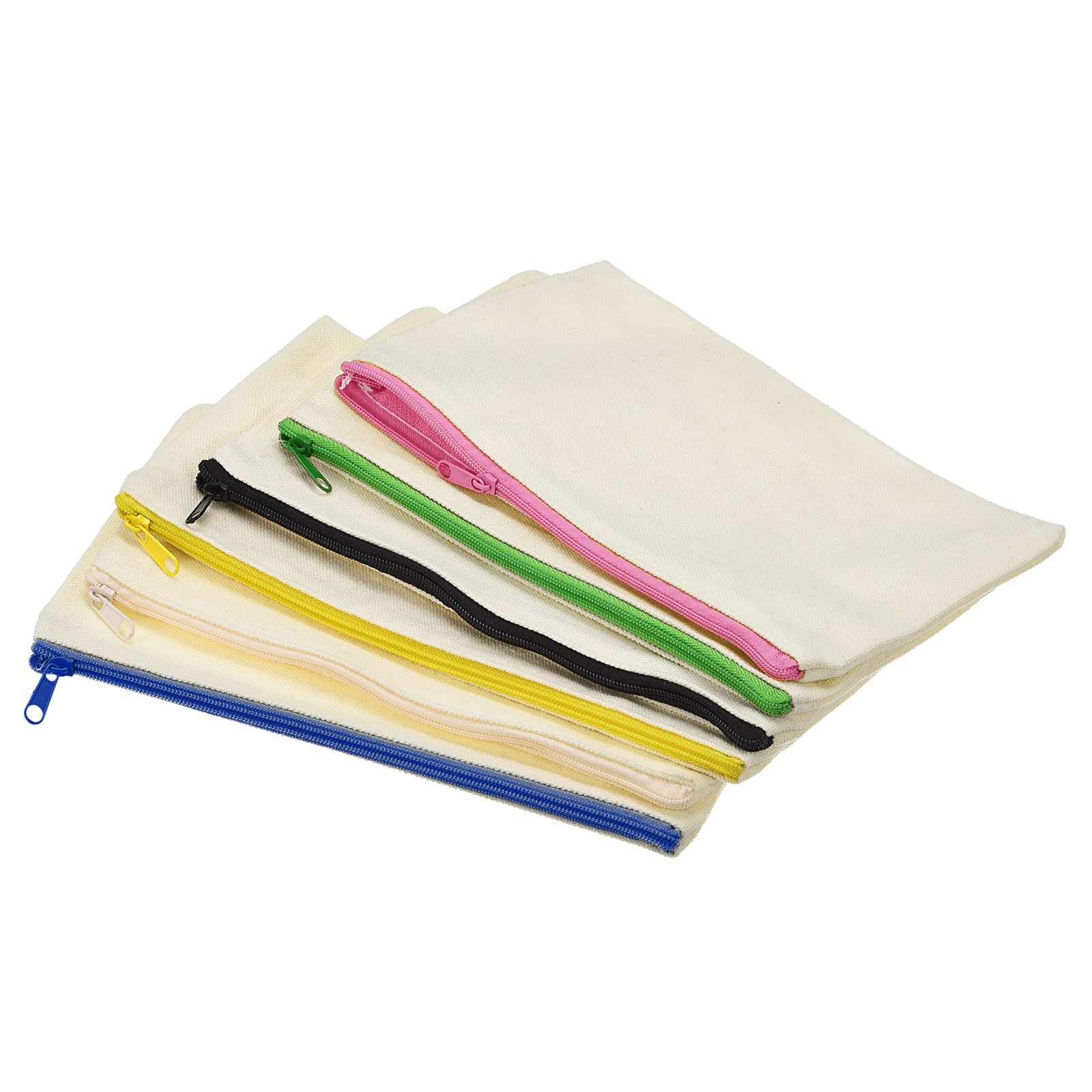 PATIKIL Canvas Zipper Pouch, 6 Pack Blank DIY Zip Bags Pencil Case Organizer Pockets for Craft Travel Accessory, Multicolored