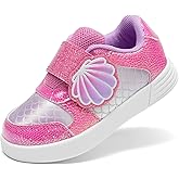 DREAM PAIRS Toddler Girls Sneakers Sparkly Shiny Lightweight Comfortable Hook and Loop Casual Walking Little Kids Shoes